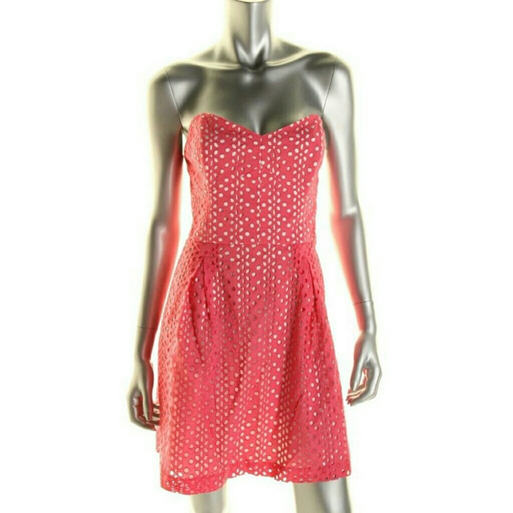 KENSIE DRESSES Pink Eyelet Strapless Mini Size 12